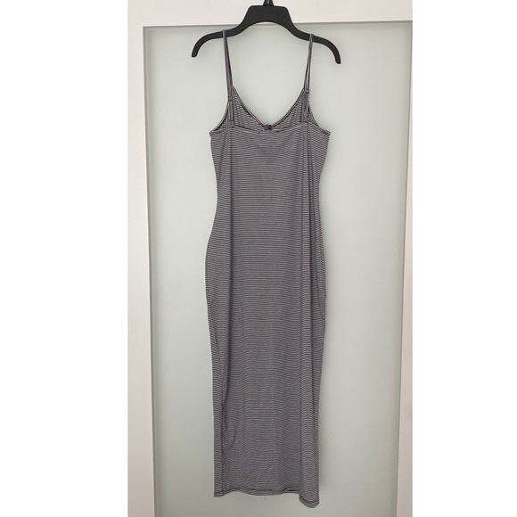 Shein black white striped button front midi dress Large - Picture 3 of 7